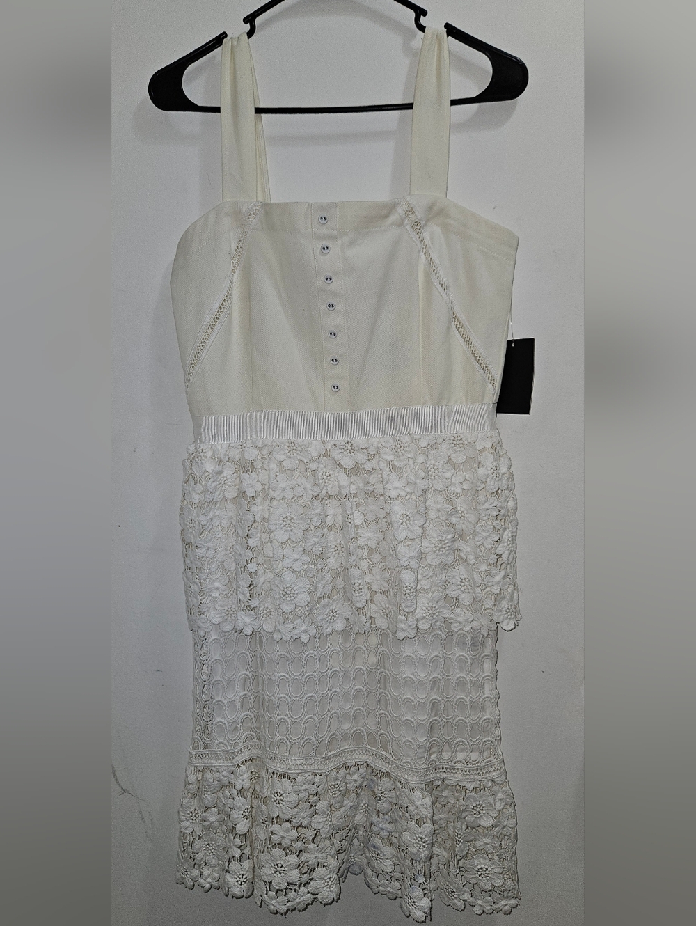 Boston Proper Cream Lace-Trim Sleeveless Dress - Picture 2 of 8